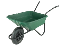 90Ltr Plastic Wheelbarrow Green Body Pneumatic Wheel